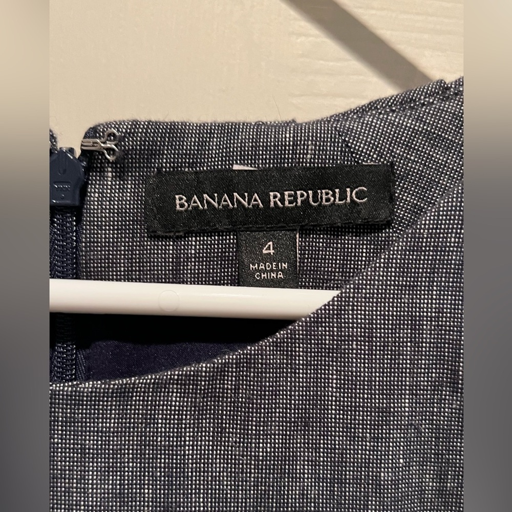 Banana Republic Shift Dress Ruffle Neck Short Sleeve Pockets - Picture 2 of 10